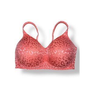 Rhonda Shear 1X Jacquard Molded Cup Bra Coral Suntan Wireless Leopard Print